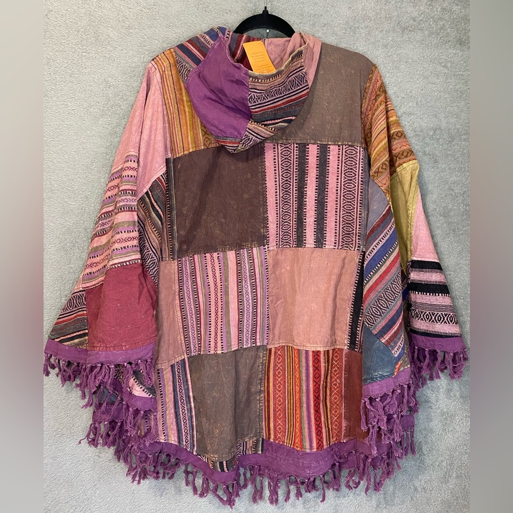 Kathmandu Women’s Patchwork Pancho One Size Multicolor Handmade Easy Rider - Picture 3 of 9
